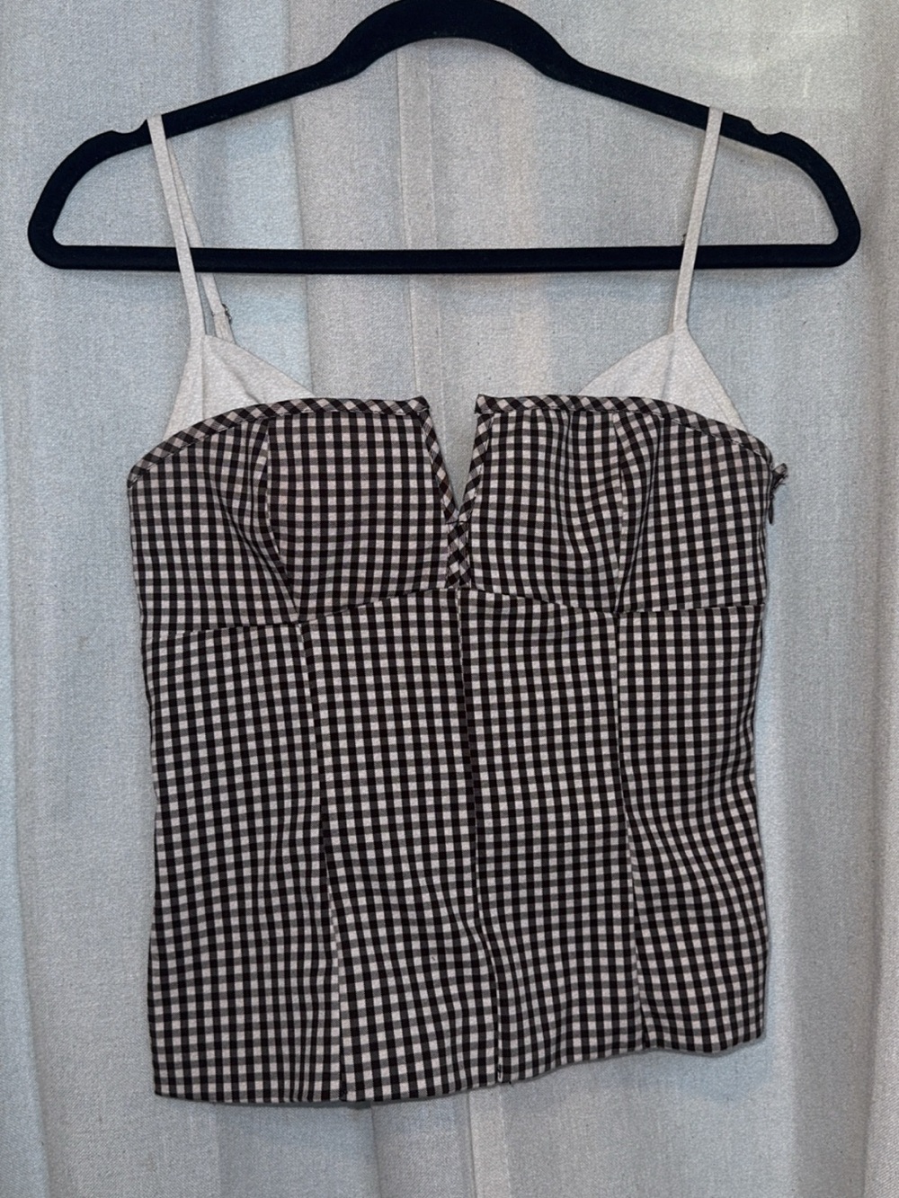 Zara Brown and White Gingham Bustier Cami